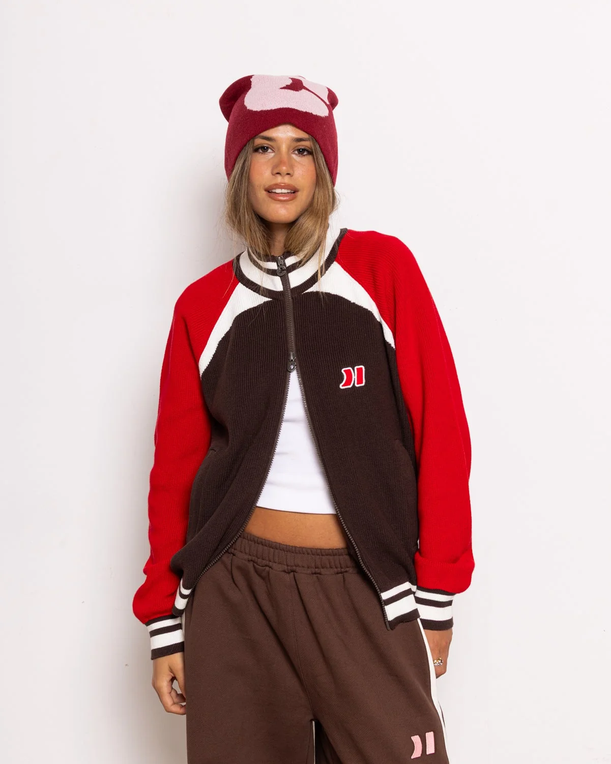 Brown Knit Zipper