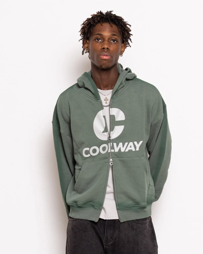 Break Green Zipped Hoodie